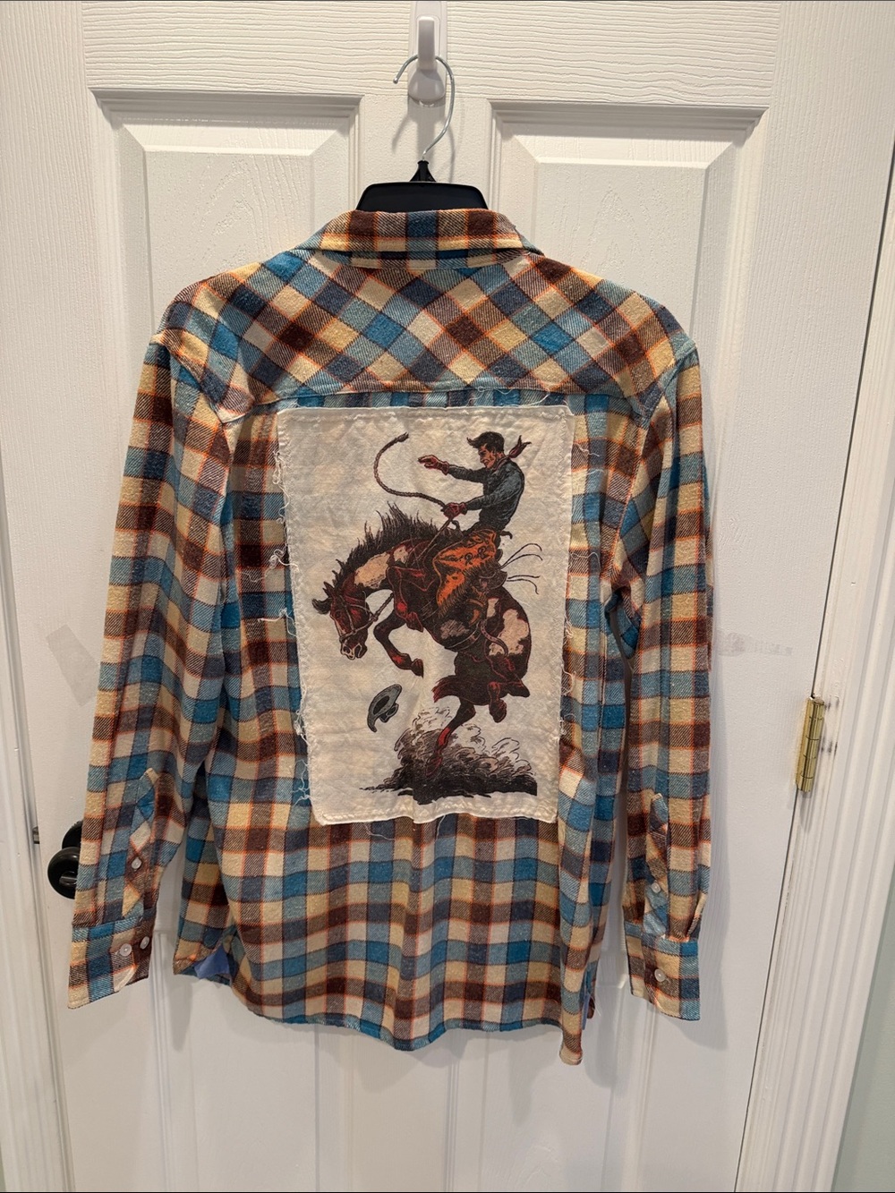 Bogari Plaid Button-Down Shirt - Blue, Brown & Cream worn once! Super cute!